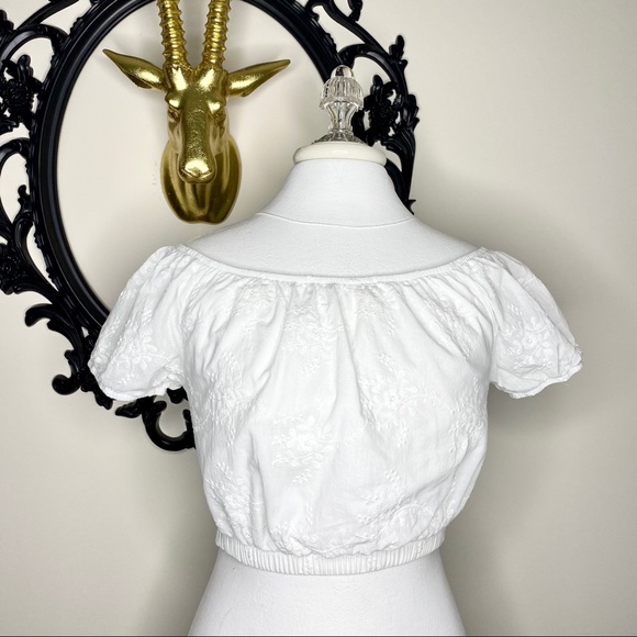 Others Follow Tops - Others Follow Peasant Style White Crop Top